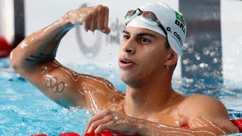 Natação - Medalhas de ouro: 7 (Guilherme Costa (foto), nos 800m livre e nos 1500m livre; Revezamento 4x200m masculino, 4x100m livre masculino e 4x100m livre misto; e Guilherme Caribé, nos 100m livre)