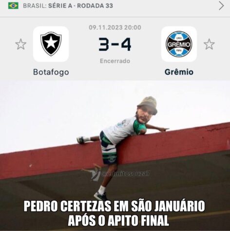 Memes: rivais não perdoam "pipocada" do Botafogo em derrota para o Grêmio com três gols de Luisito Suárez