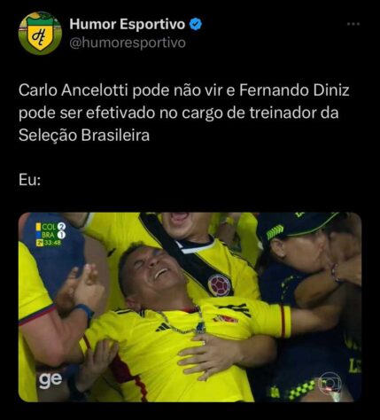 Torcedores fazem memes com derrota do Brasil para Colômbia e cornetam o técnico Fernando Diniz