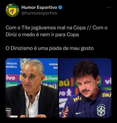 Torcedores fazem memes com derrota do Brasil para Colômbia e cornetam o técnico Fernando Diniz