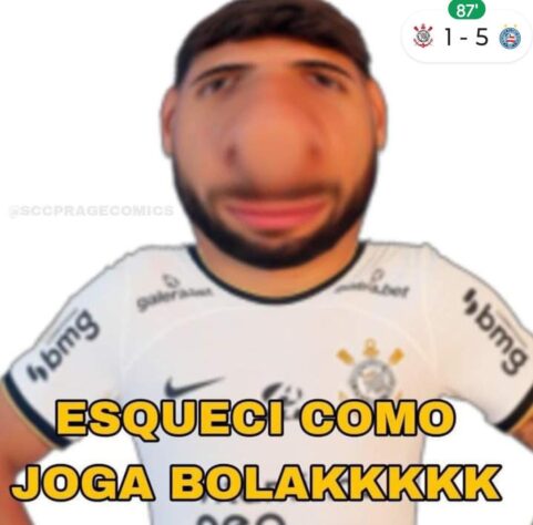 Corinthians não escapa dos memes após goleada do Bahia por 5 a 1, em plena Neo Química Arena.