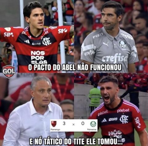 Rubro-negros fazem memes com vitória por 3 a 0 do Flamengo sobre o Palmeiras pela 33ª rodada do Brasileirão