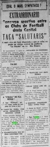 Um concurso promovido pelo Jornal do Brasil em parceria com a água mineral Salutaris, realizado em 1927, elegeu o Flamengo como o “clube mais querido do Brasil”. Alcunha que persiste até os dias atuais.