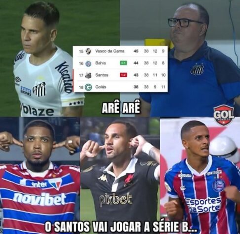 Queda inédita do Santos para a Série B do Brasileirão rende enxurrada de memes dos rivais nas redes sociais