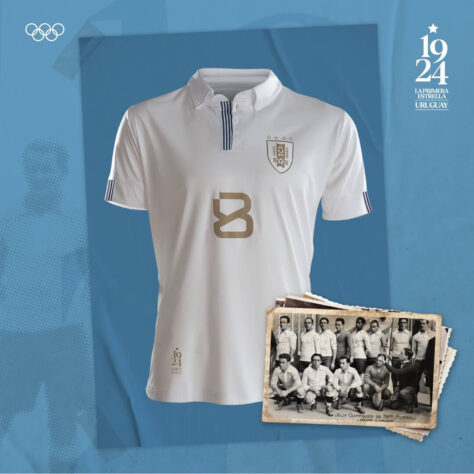 A camisa branca, de número dois, remete a conquista do bicampeonato olímpico em 1928, na cidade de Amsterdã, Holanda. Na final contra a Argentina, o Uruguai vestiu o manto esbranquiçado, que fica como segunda opção de jogo até os dias de hoje. 