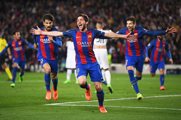 BARCELONA X PSG - OITAVAS DE FINAL DE 2017: O PSG goleou o Barcelona por 4 a 0 no jogo de ida, no Parc des Princes. No Camp Nou, o Barça ganhava por 3 a 1 até os 43 minutos do segundo tempo. A partir dali, o trio MSN brilhou, Neymar fez dois gols, deu uma assistência que colocou os catalães nas quartas. 