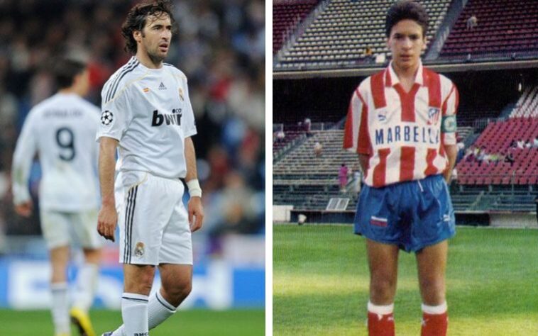 RAÚL GONZALEZ - Real Madrid: 741 jogos, 323 gols; Atlético de Madrid: clube onde fez categorias de base e era torcedor, até a equipe encerrar as atividades de juniores em 1992. 