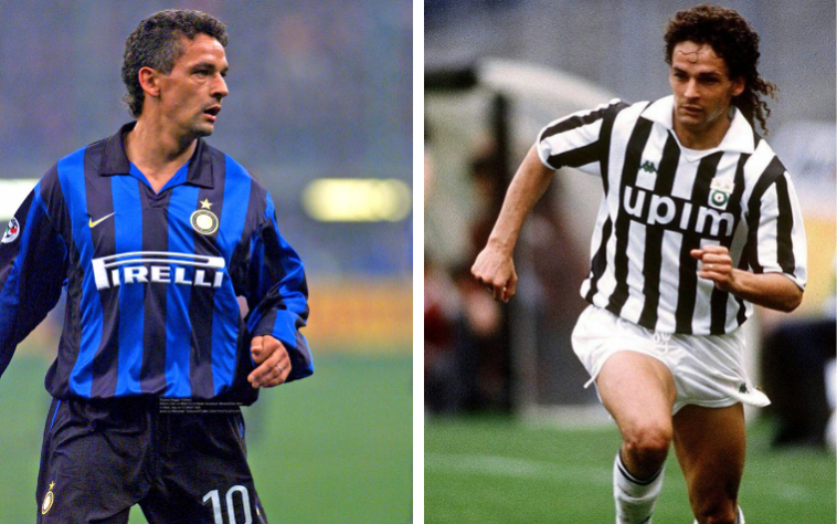 Roberto Baggio - Inter de Milão: 89 jogos, 62 gols; Juventus: 301 jogos, 246 gols. 