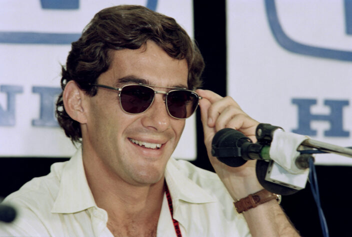 Ayrton durante a coletiva de imprensa, no GP da África do Sul de 1995