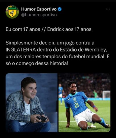 A repercussão na redes sociais: torcedores fazem memes com vitória do Brasil sobre a Inglaterra com gol de Endrick