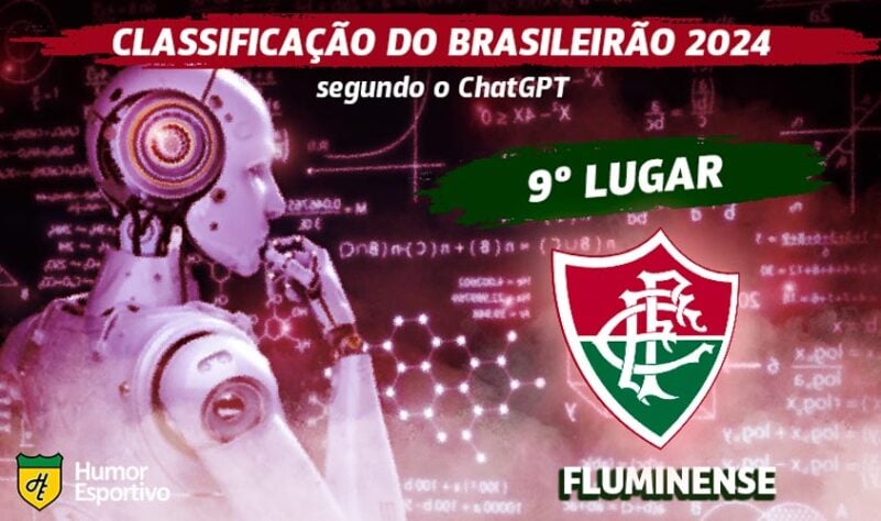 Classificação dos clubes da Série A do Brasileirão segundo o ChatGPT: o Fluminense ficará em 9º lugar.