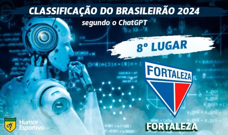 Classificação dos clubes da Série A do Brasileirão segundo o ChatGPT: o Fortaleza será o 8º colocado.