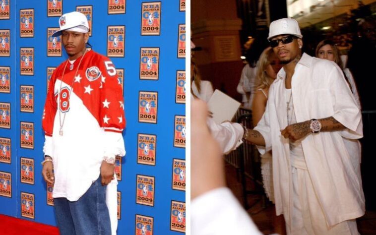 Allen Iverson: Considerado por muito um dos atletas mais estilosos, Iverson ajudou a redefinir a moda na NBA nos anos 90. Iverson usava muito da influência do hip-hop em seus looks, e apostava no streetstyle característico da época.