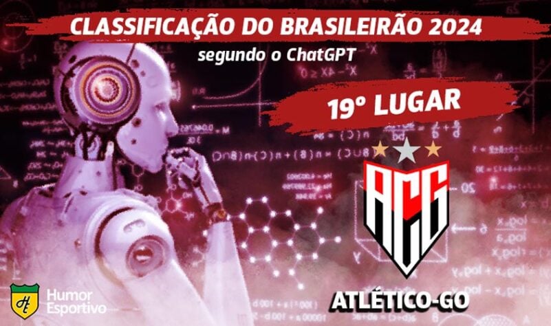 Segundo o ChatGPT, o Cruzeiro não terá um ano fácil e acabará o Brasileirão na lanterna. Já o Atlético-GO também será rebaixado, uma posição acima do clube mineiro.