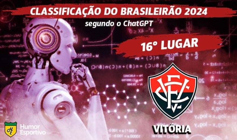 Classificação dos clubes da Série A do Brasileirão segundo o ChatGPT: Vitória ficará em 16º lugar.