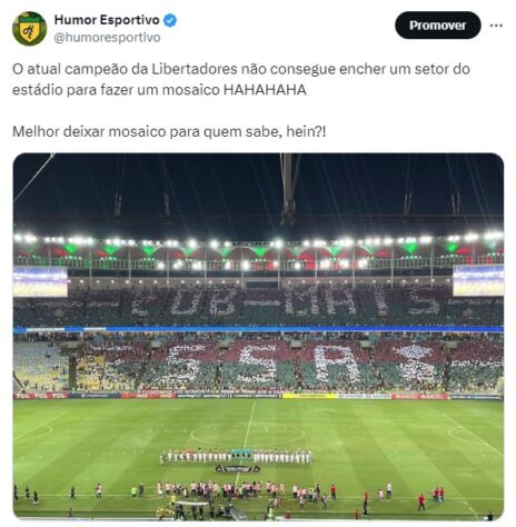 QR Corde? Falta de torcedores no Maracanã em partida contra o Colo-Colo pela Libertadores deixa mosaico do Fluminense ilegível e web não perdoa nos memes.