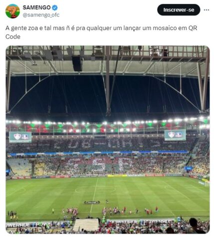 QR Corde? Falta de torcedores no Maracanã em partida contra o Colo-Colo pela Libertadores deixa mosaico do Fluminense ilegível e web não perdoa nos memes.