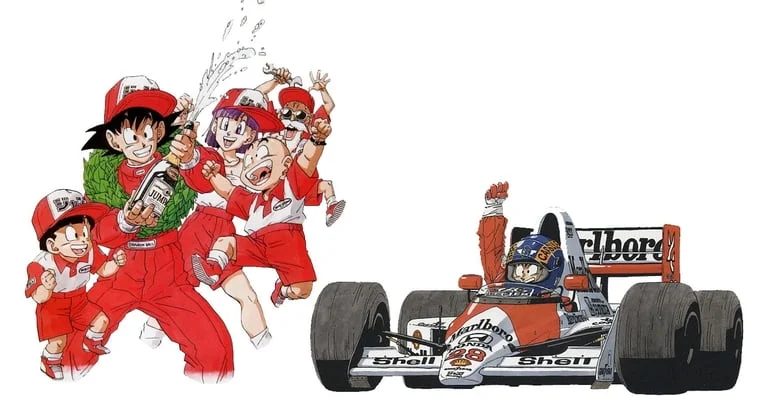 Outra referência é os desenhos feitos por Akira Toriyama, desenhista de Dragon Ball. O ilustrador já fez o desenho de Senna, além de ter chegado a figurar o piloto em outros mangás.