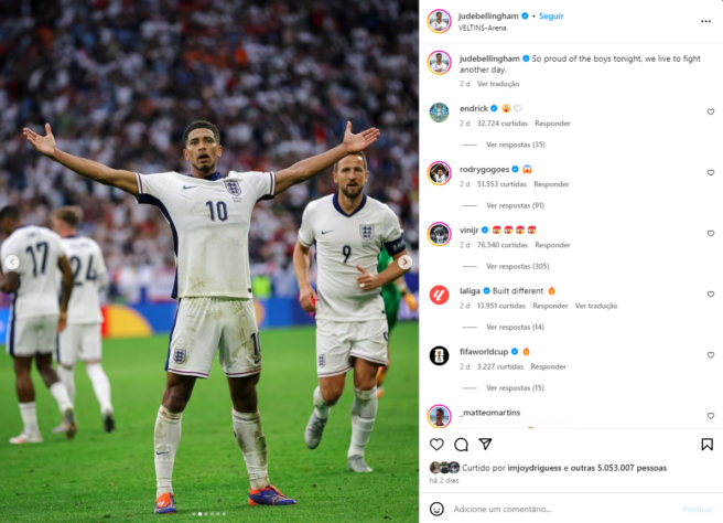 Jude Belingham comemorando classificação!