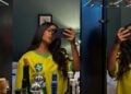 O estilo de Bella Campos combina moda e futebol!